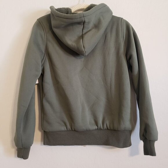 Online Full zip fleece hoodie sweater with faux fur lining size L NWT - Picture 3 of 11